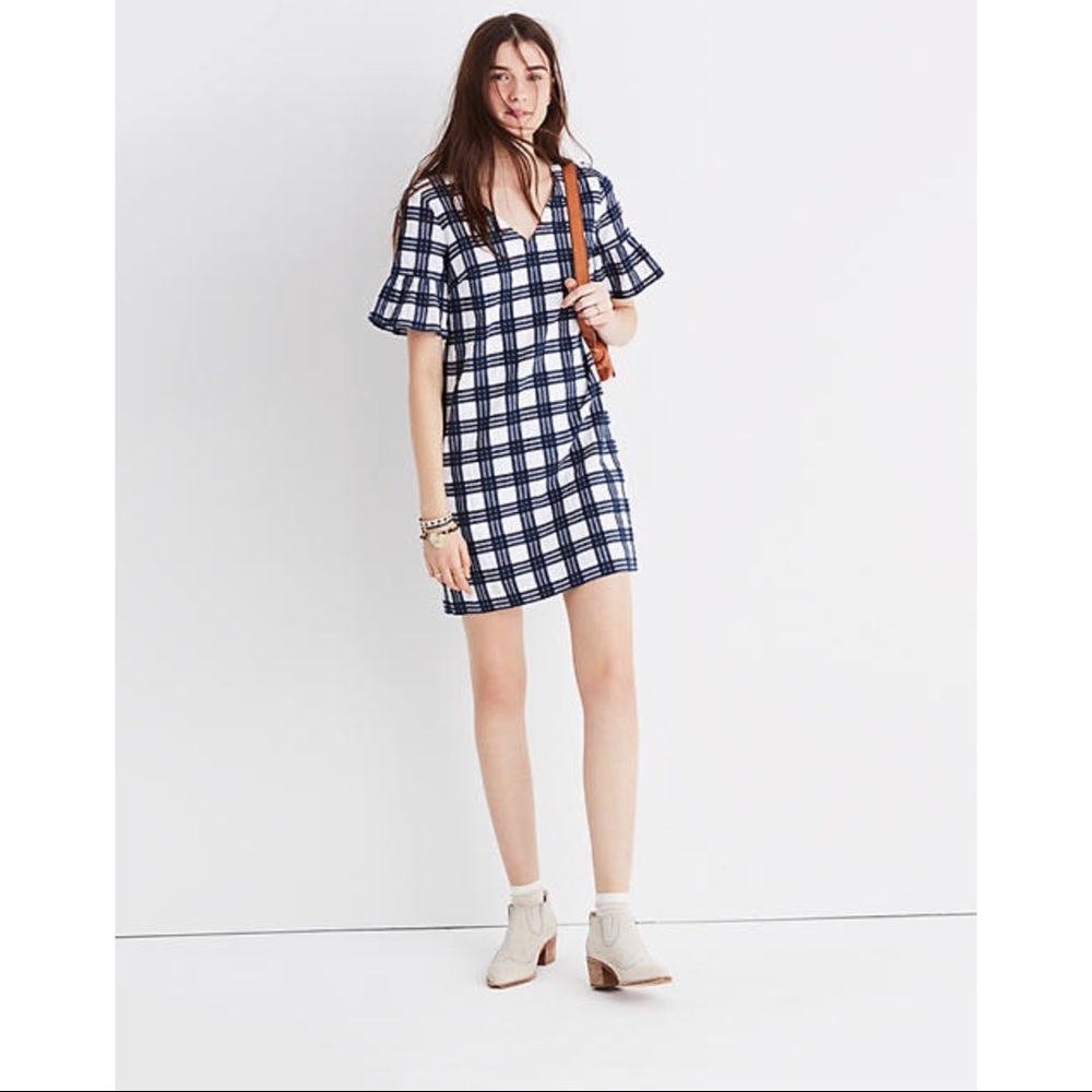Madewell plaid dress bell sleeve tunic RELISTED - Picture 11 of 13